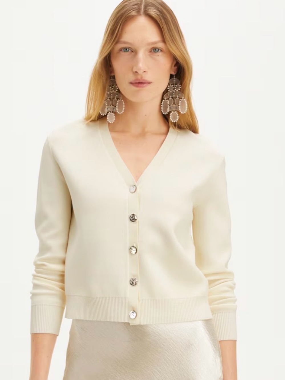 Tory Burch Simone Cardigan New Ivory XL